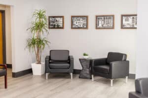 Front entrance lobby and soft seating at Circleville Post-Acute