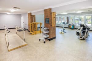 the rehab gym with workout machines at Circleville Post-Acute