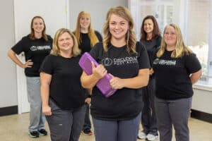 Several nurses in the hallway at Circleville Post-Acute